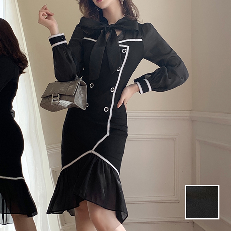 Kilakilastyle Com お呼ばれワンピース ドレス ミディアム ボウタイ マーメイド 春 夏 秋 Ptxh918