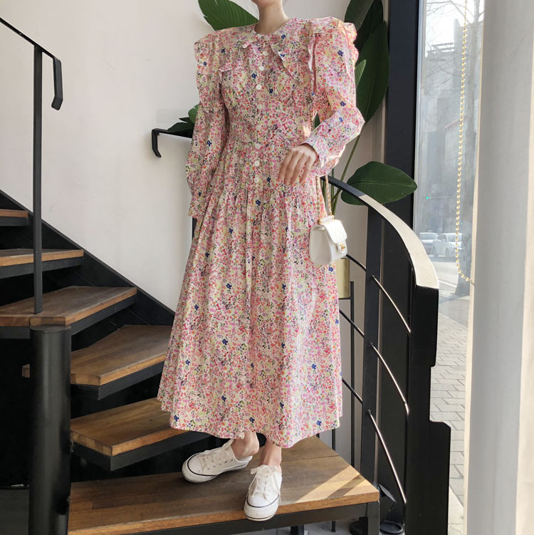 Kilakilastyle Com カジュアルワンピース ビッグカラー フリル ギャザー カラフル 春 夏 秋 Ptxj644