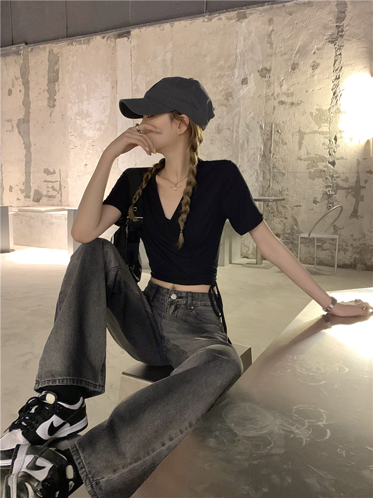 韓国 ファッション トップス Tシャツ カットソー 春 夏 カジュアル PTXK312  カシュクール 肌見せ Tシャツ カットソー オルチャン シンプル 定番 セレカジの写真18枚目