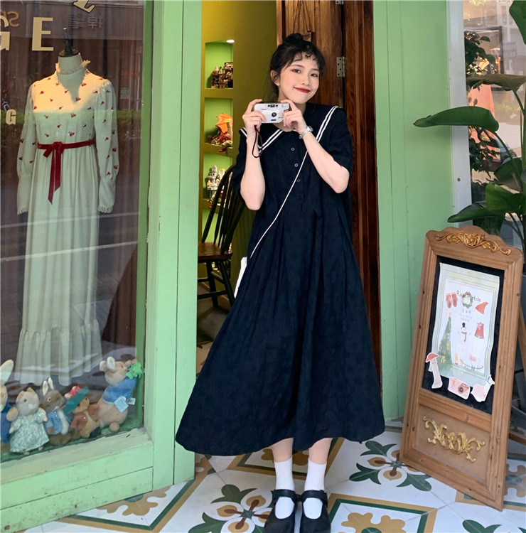 Kilakilastyle Com カジュアルワンピース セーラーカラー プリーツ オーバーサイズ 春 夏 Ptxk780