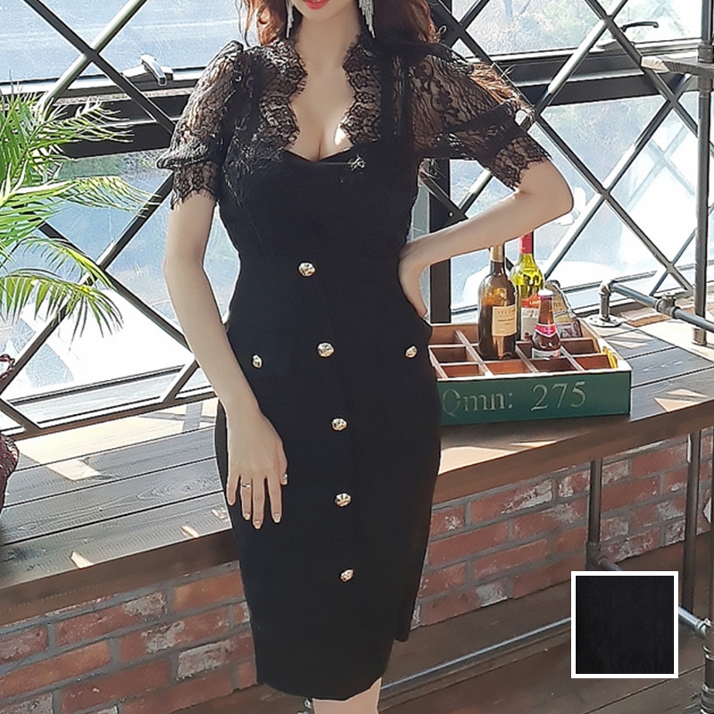 Kilakilastyle Com お呼ばれワンピース ドレス ミディアム フリンジレース デコルテ 春 夏 Ptxl234