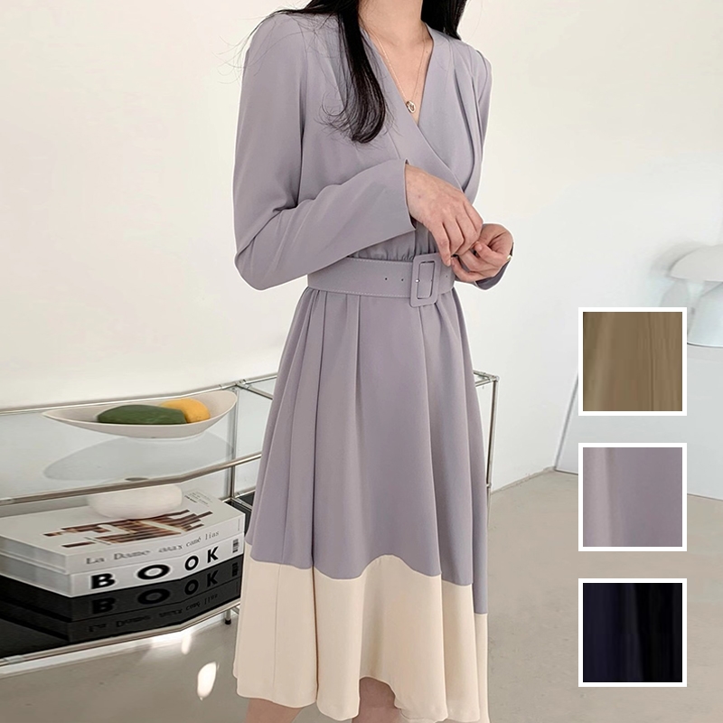 Kilakilastyle Com カジュアルワンピース アシンメトリー バイカラー カシュクール 秋 冬 Ptxl655