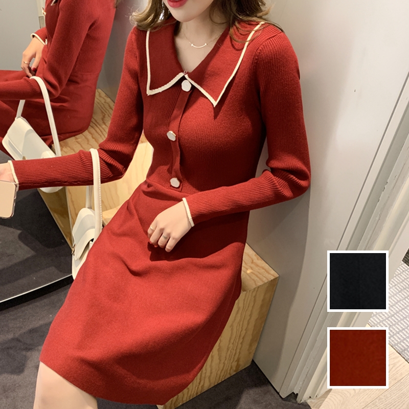 Kilakilastyle Com カジュアルワンピース フレア フロントボタンaラインリブニット 秋 冬 Ptxl797