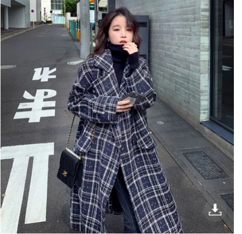 韓国 ファッション アウター コート 秋 冬 カジュアル PTXL866  オーバーサイズ ツイード風 チェック 羽織り オルチャン シンプル 定番 セレカジの写真2枚目