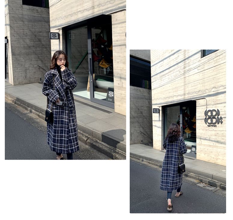 韓国 ファッション アウター コート 秋 冬 カジュアル PTXL866  オーバーサイズ ツイード風 チェック 羽織り オルチャン シンプル 定番 セレカジの写真16枚目