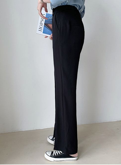 韓国 ファッション パンツ ボトムス 春 夏 秋 カジュアル PTXN816  ワイド スリット ブーツカット風 ベーシック オルチャン シンプル 定番 セレカジの写真6枚目