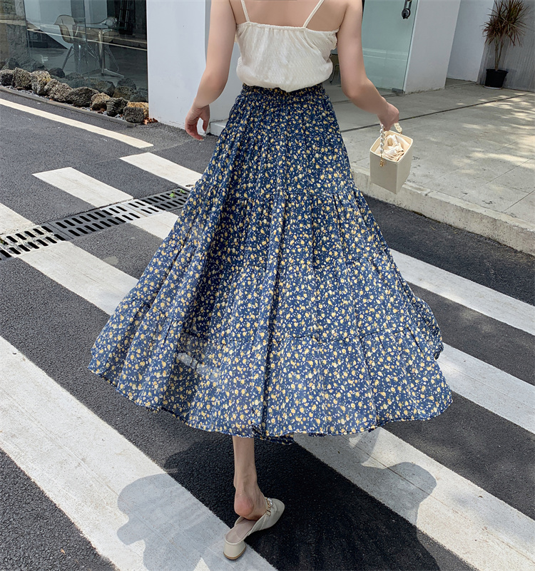 韓国 ファッション スカート ボトムス 春 夏 カジュアル PTXN849  小花 シアー ティアード ギャザー ドレープ オルチャン シンプル 定番 セレカジの写真10枚目